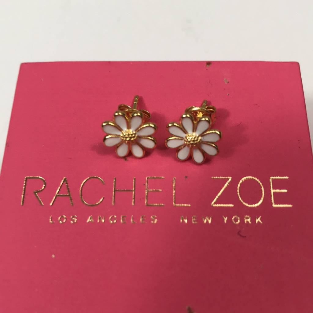 Rachel Roy Sterling Silver Daisy Posts In White And Gold Nib 13$
